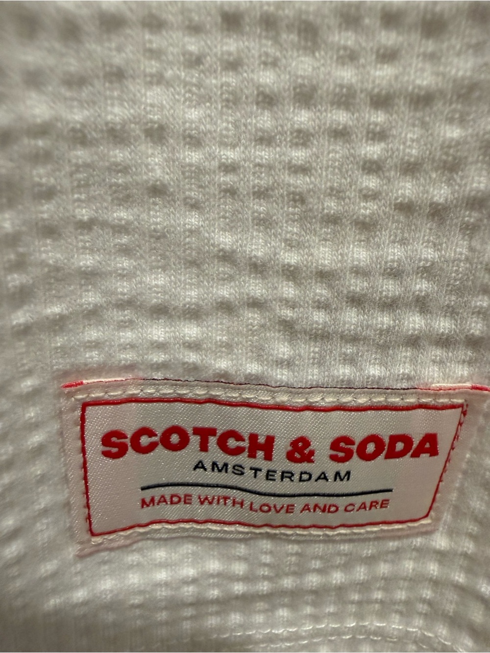 Scotch & Soda White Short-Sleeve Textured Crewneck with Gray Trim - Picture 3 of 4